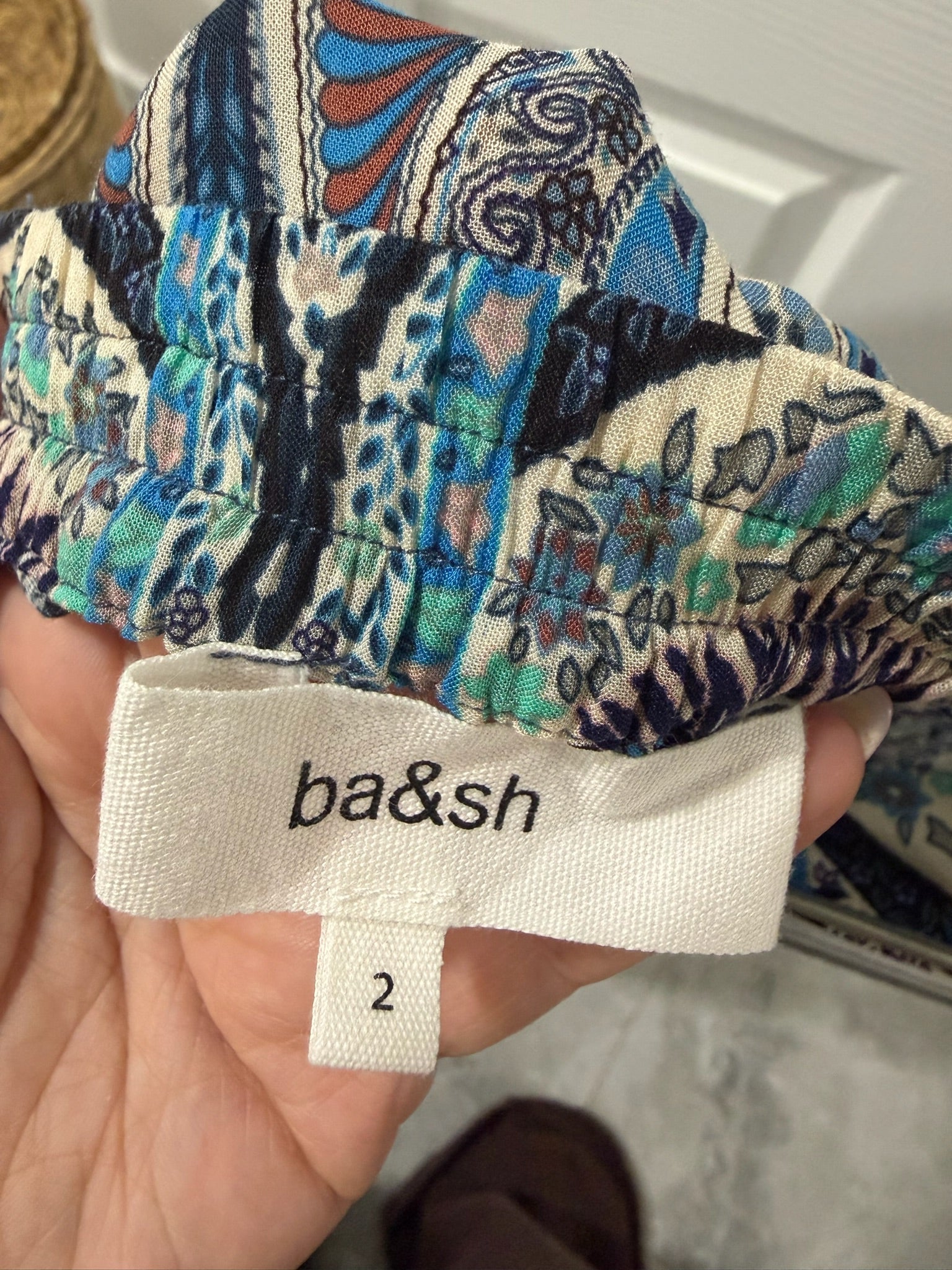 ba&sh Blue Paisley tiered Midi Skirt Size 2
