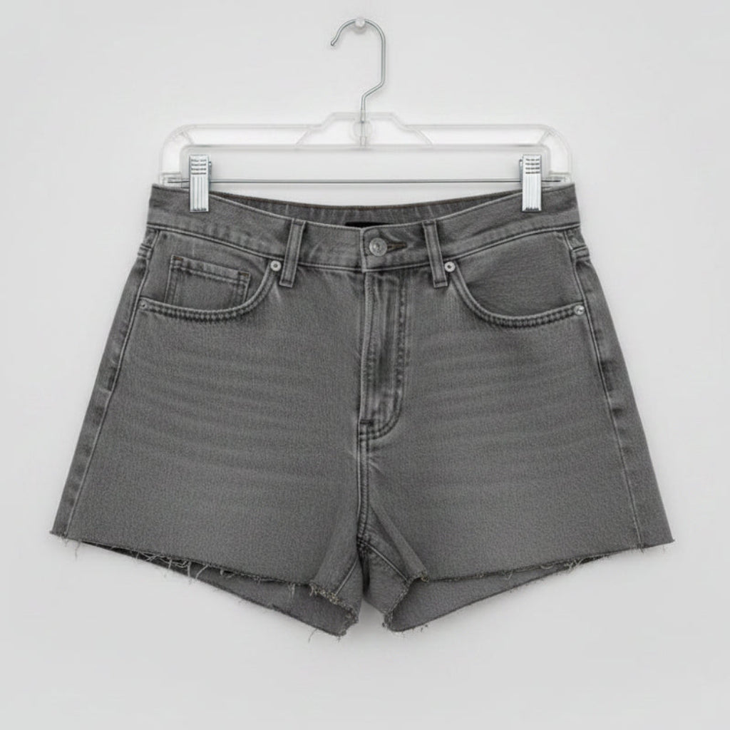 Uniqlo High Rise Grey Denim Shorts Size 25