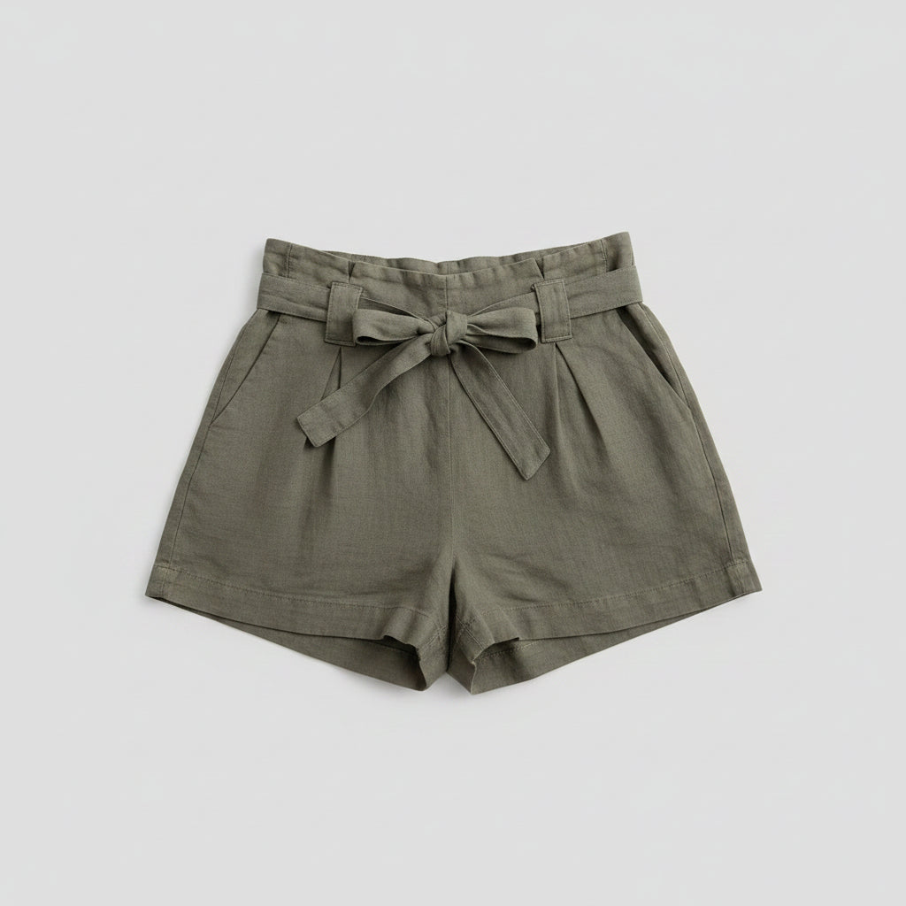 L'Agence Linen Paper Bag Waist Shorts Size 24