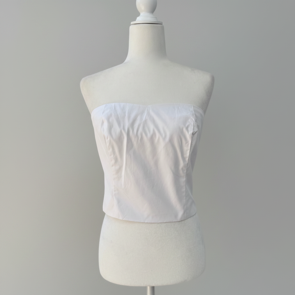 Olivaceous White Bow-Back Strapless Top Size Medium