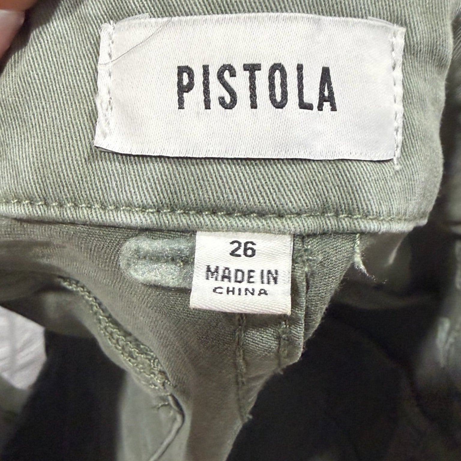 Pistola Olive Utility Denim Shorts Size 26