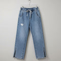 One Teaspoon Distressed Drawstring Jeans – Split Hem, Mid Rise, Size XS