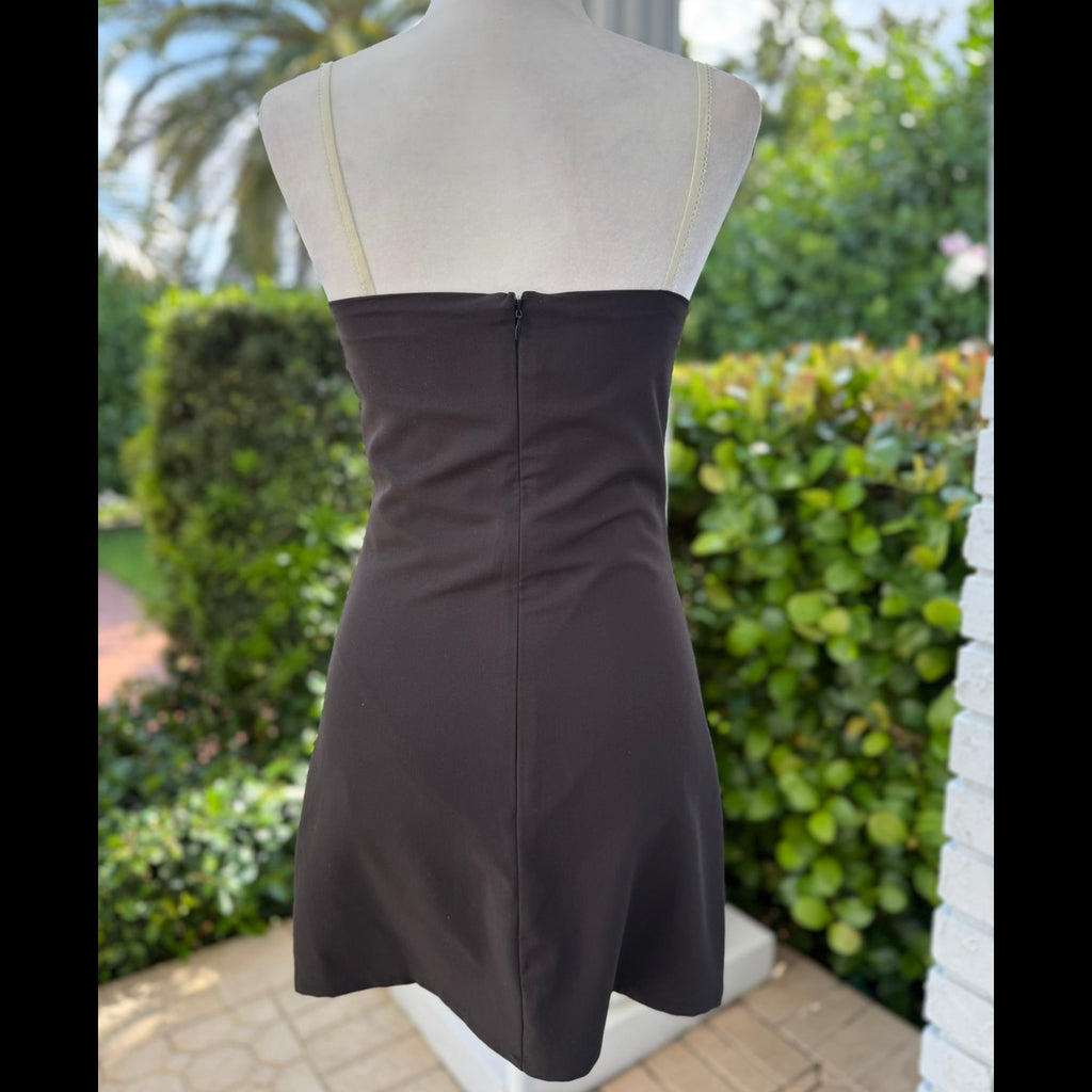 Pretty Garbage Peekaboo Bra Mini Dress In Black Size Small