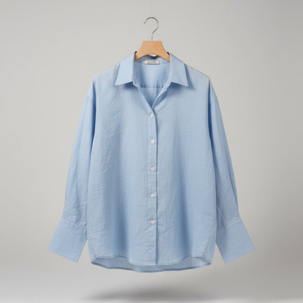 Lu-Ciee Light Blue Ramie-Cotton Shirt Size M