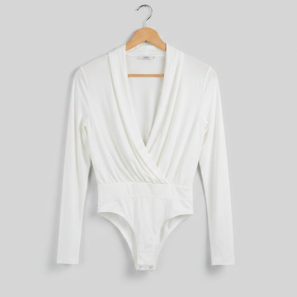 Annafoxy Allure Deep- V White Bodysuit Size XS