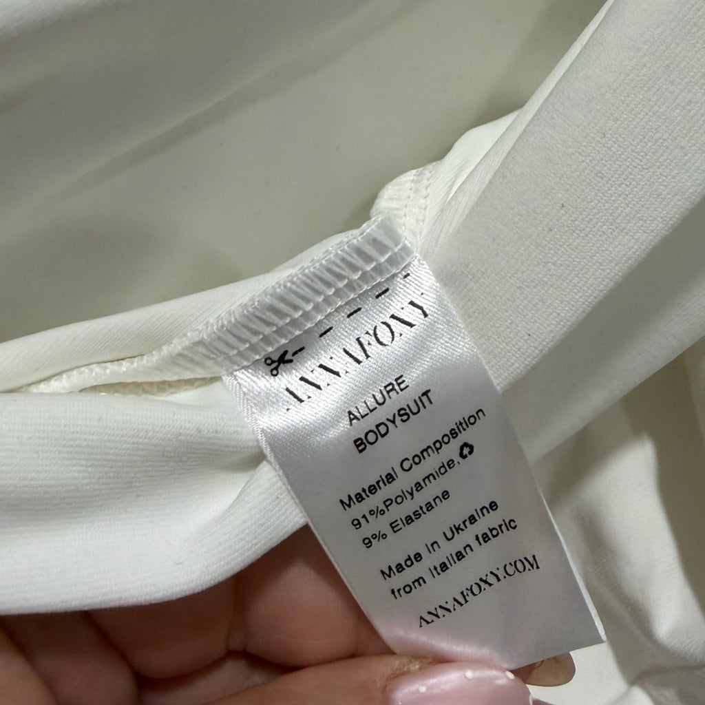 Annafoxy Allure Deep- V White Bodysuit Size XS