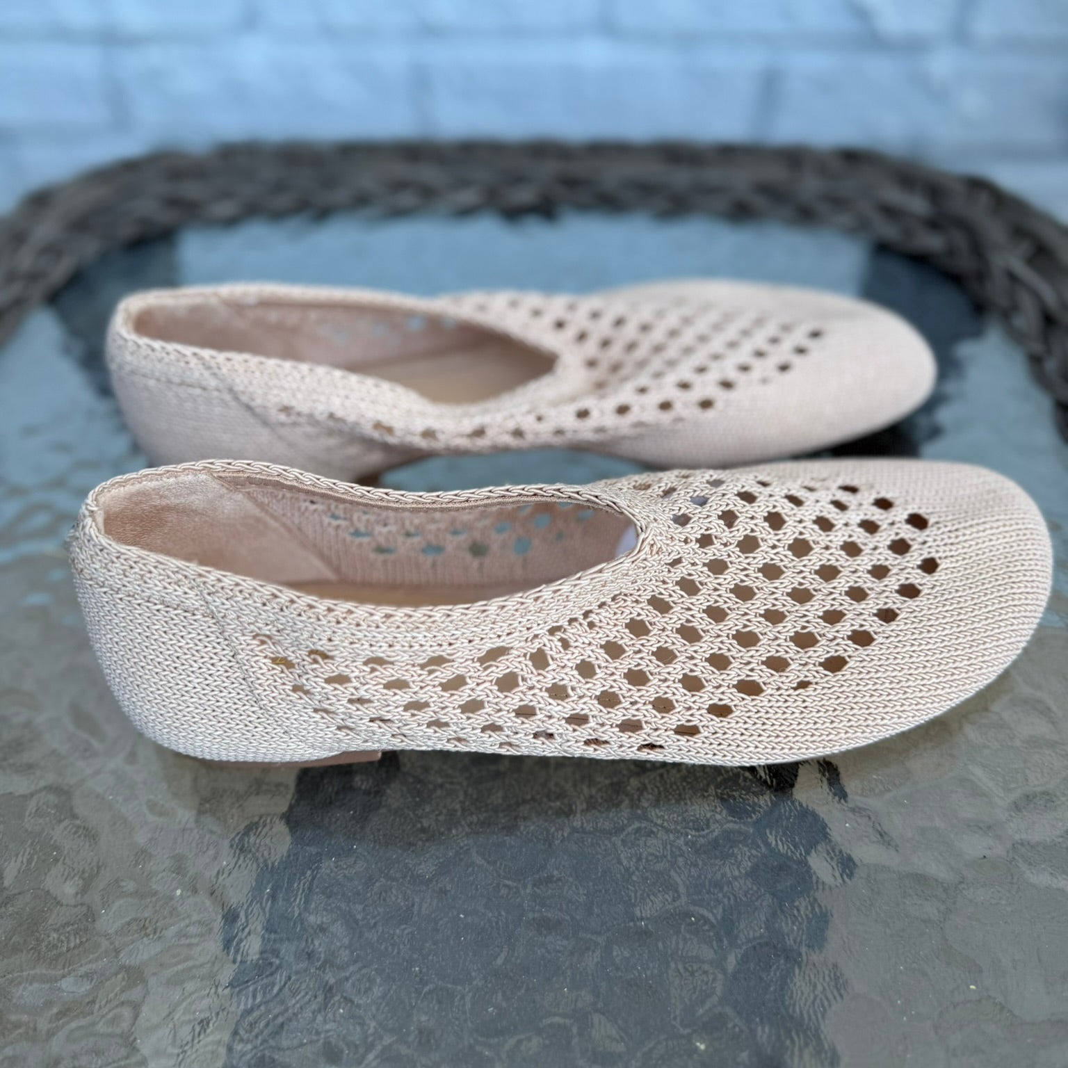 Zara Beige Knit Mesh Flats Size 38 (7.5)