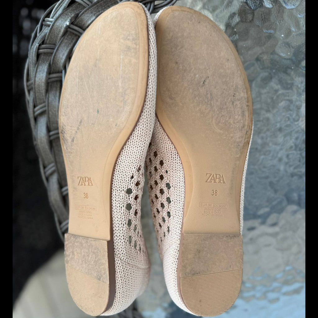 Zara Beige Knit Mesh Flats Size 38 (7.5)