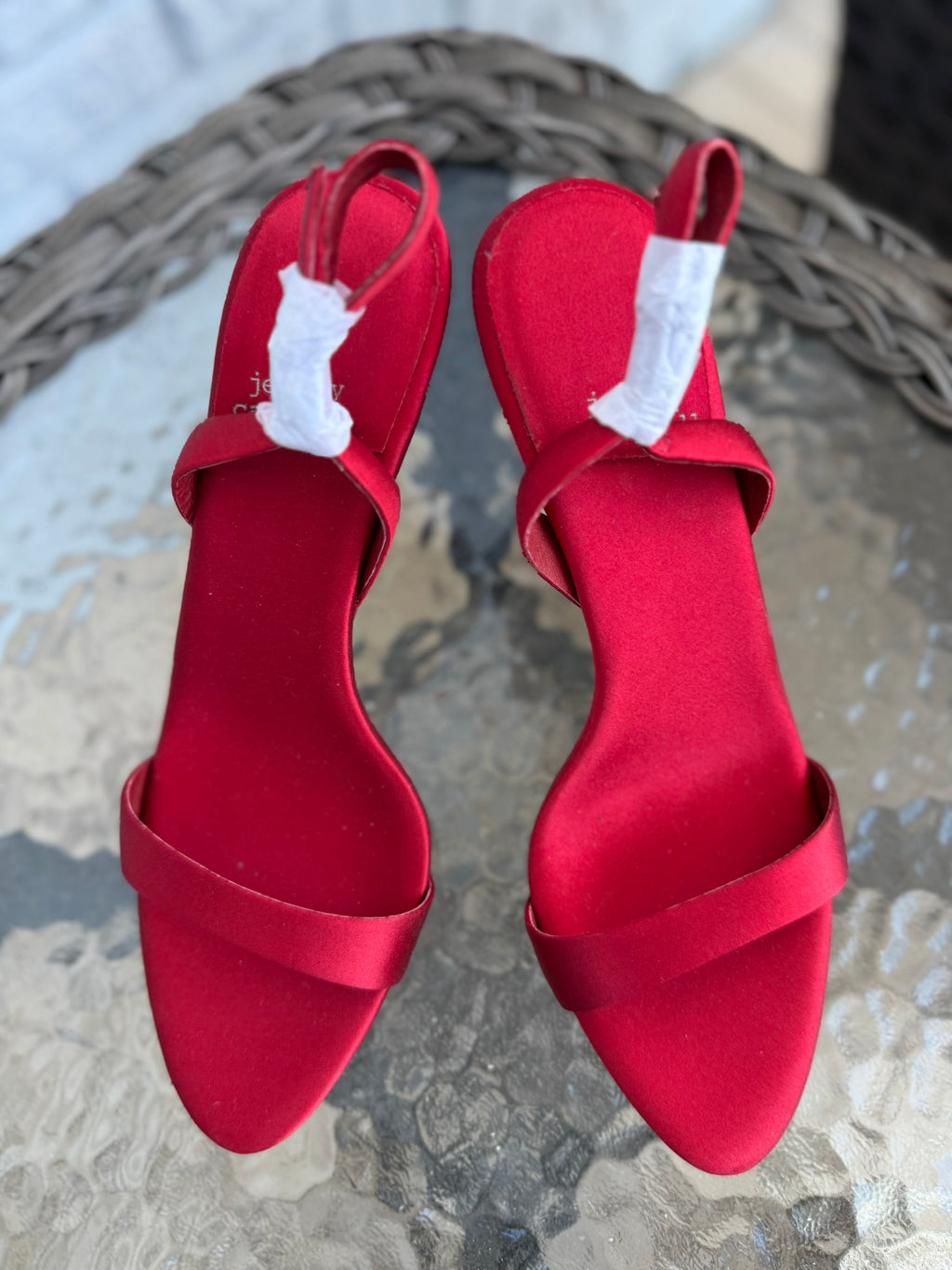 Jeffrey Campbell Red Satin Slingback Heels Size 7.5