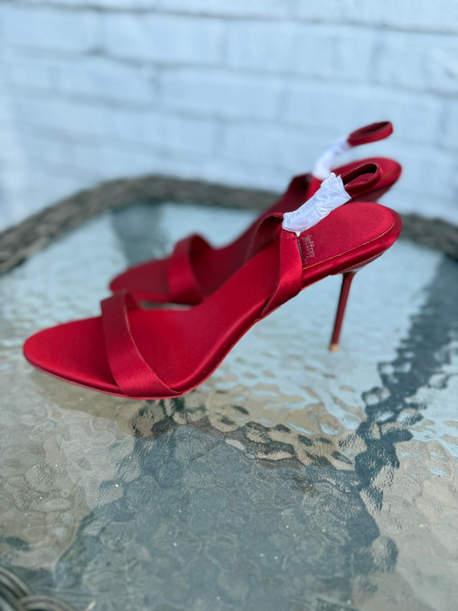 Jeffrey Campbell Red Satin Slingback Heels Size 7.5