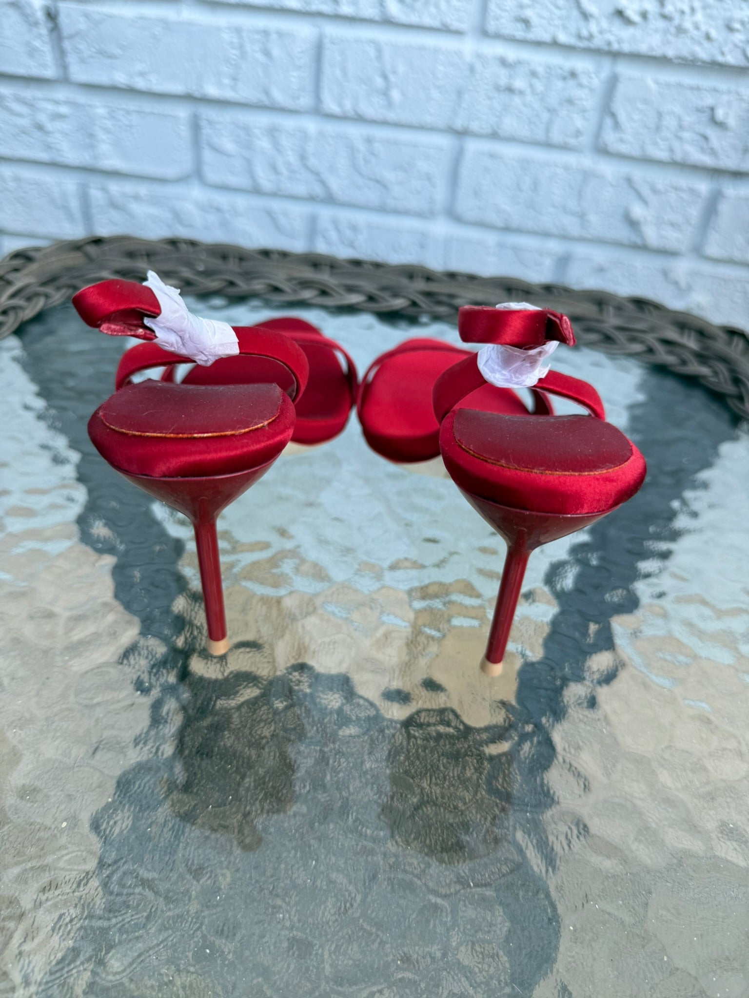 Jeffrey Campbell Red Satin Slingback Heels Size 7.5
