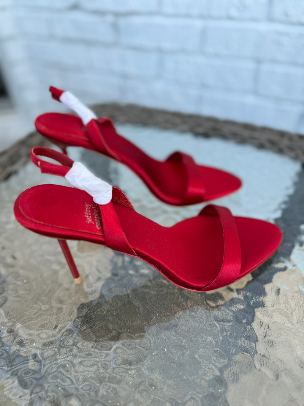 Jeffrey Campbell Red Satin Slingback Heels Size 7.5