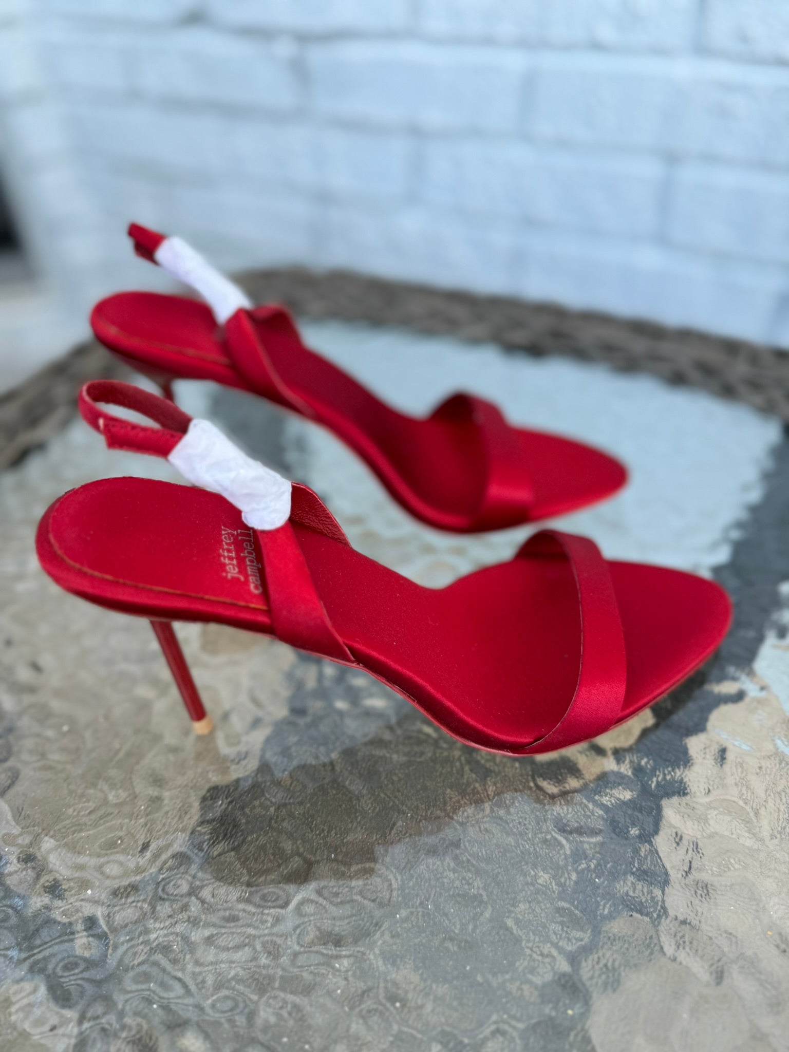 Jeffrey Campbell Red Satin Slingback Heels Size 7.5