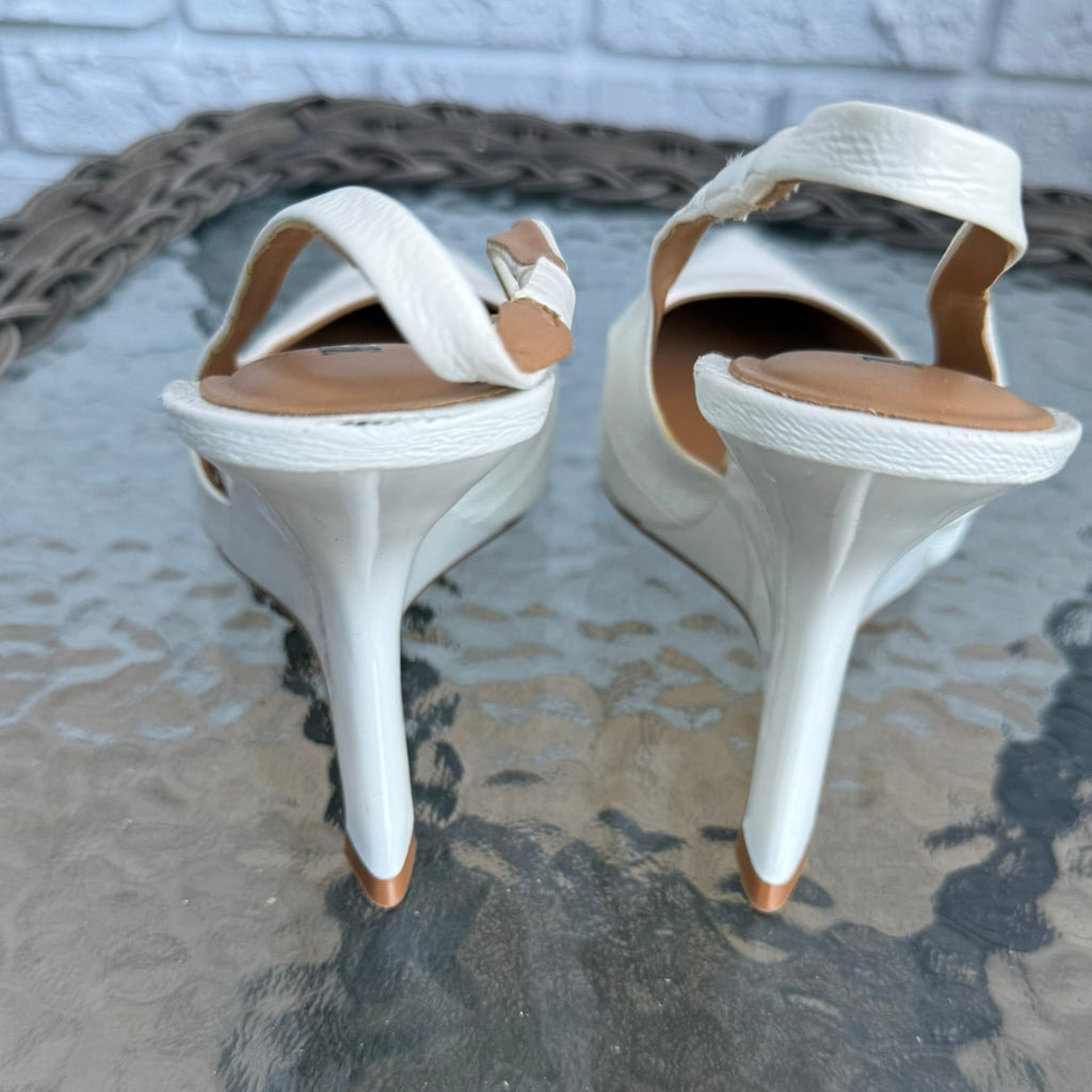 Zara White Sculptural Wedge Slingbacks Size 38 (7.5)