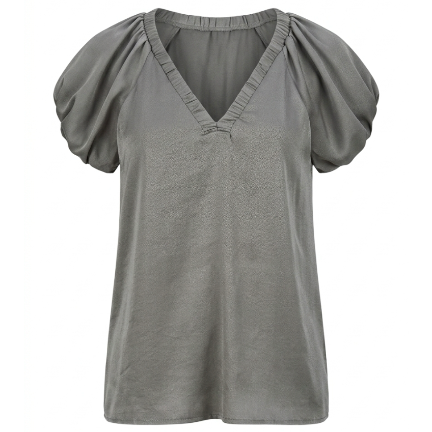 Habit Gray V-Neck Blouse Size Small