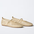 Zara Metallic Woven Mary Jane Flats Size 38 (7.5)