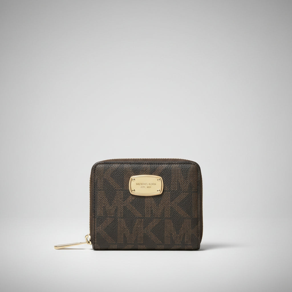 Michael Kors Signature Logo Zip Wallet