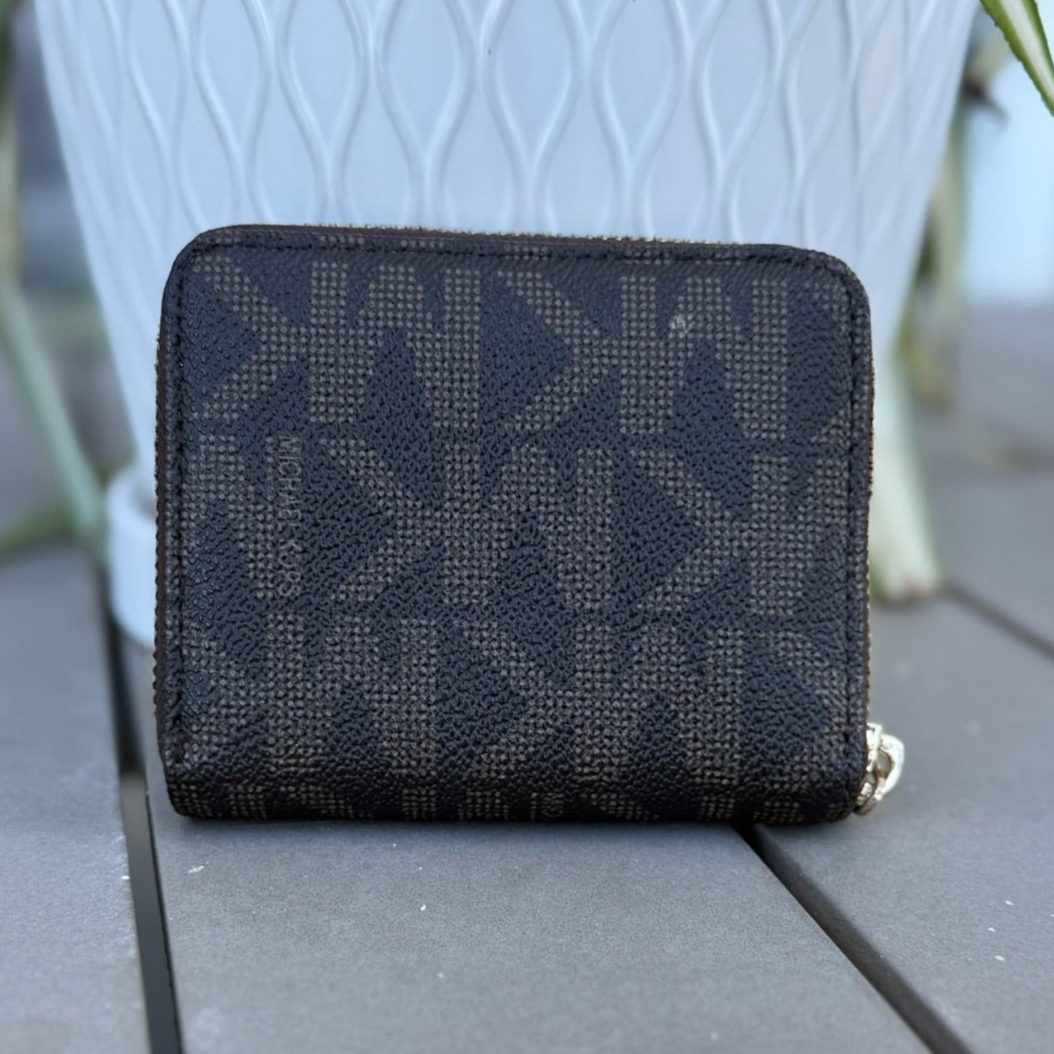 Michael Kors Signature Logo Zip Wallet