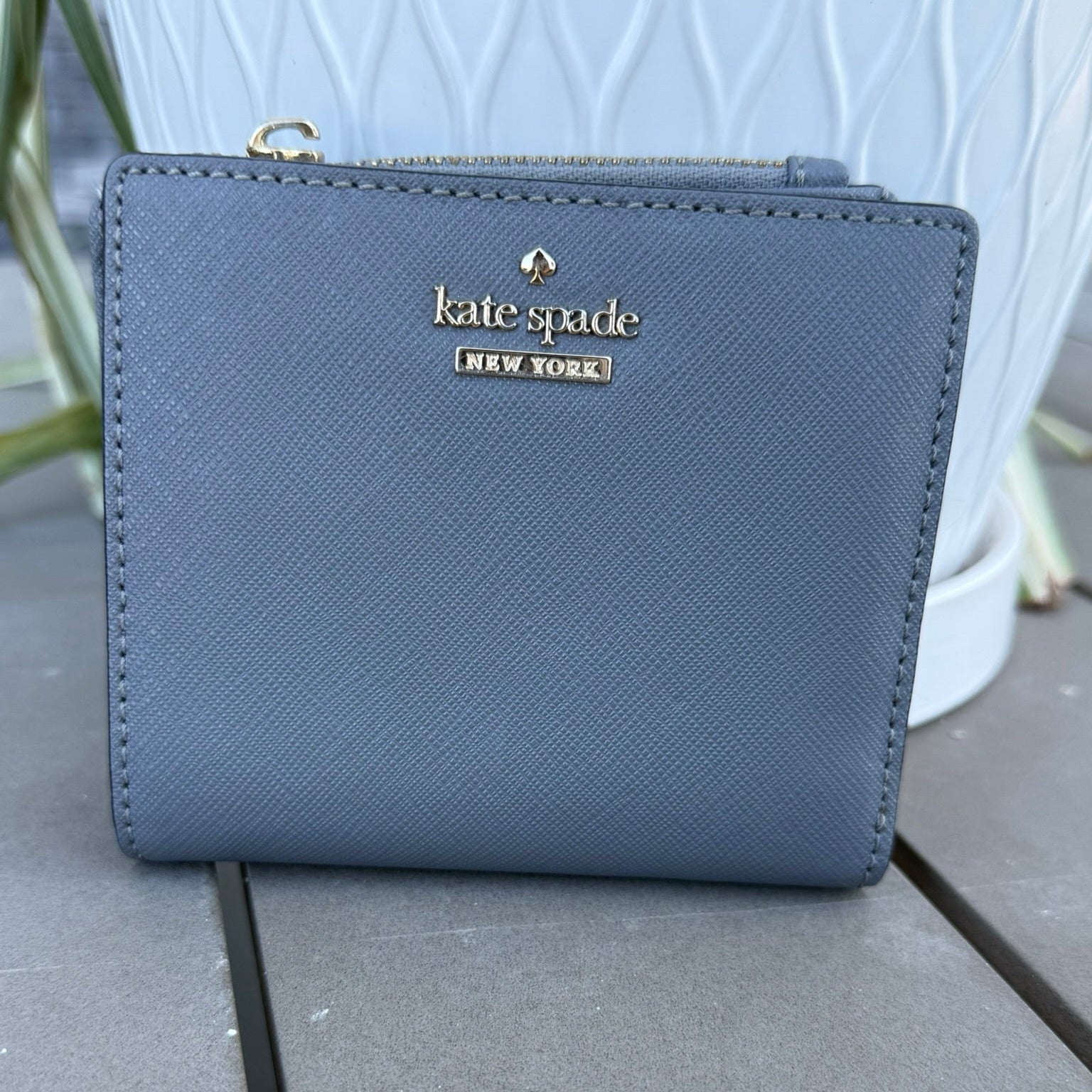 Kate Spade Saffiano Leather Bifold Wallet- Grey