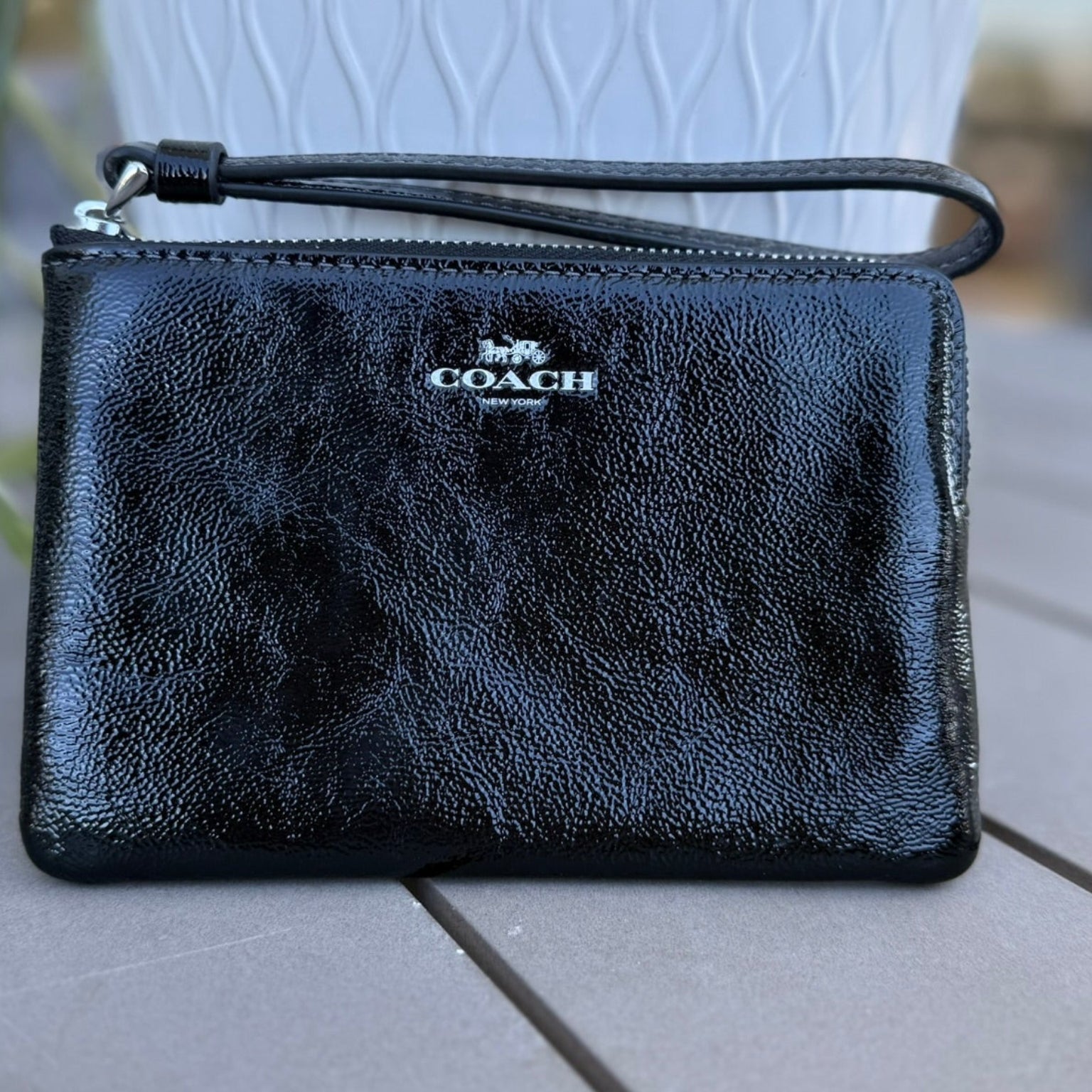Coach Patent Leather Black Wristlet