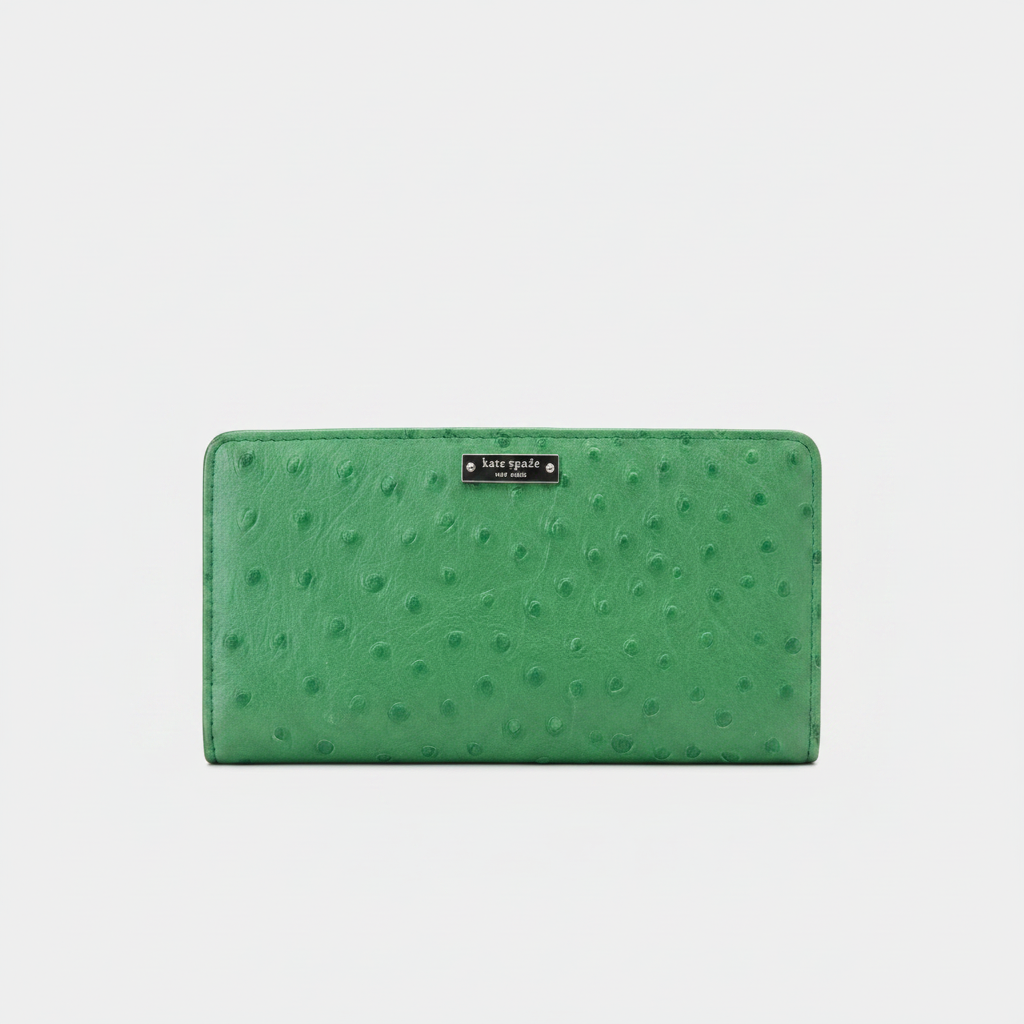 Kate Spade Green Ostrich Embossed Wallet