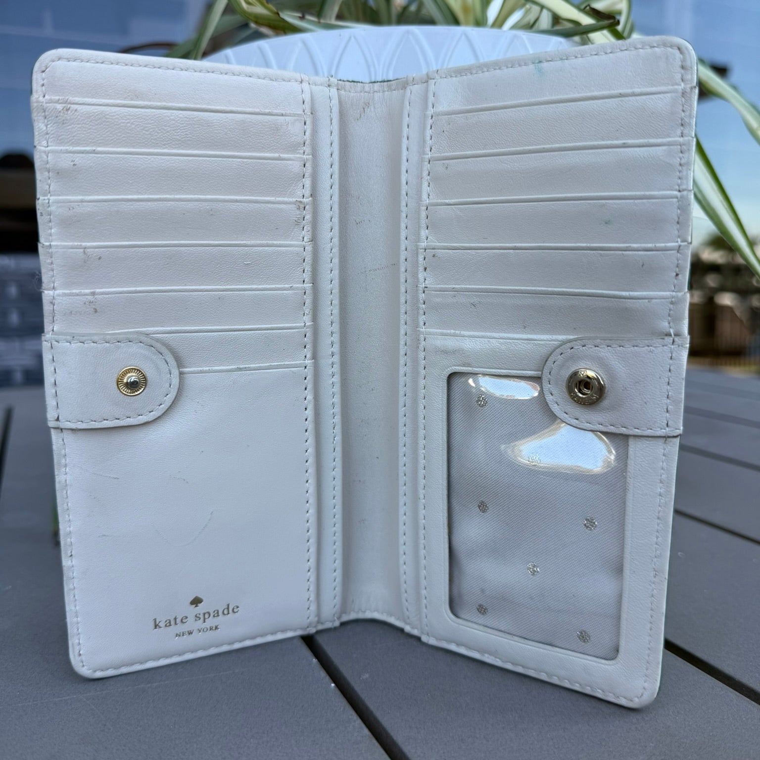 Kate Spade Green Ostrich Embossed Wallet