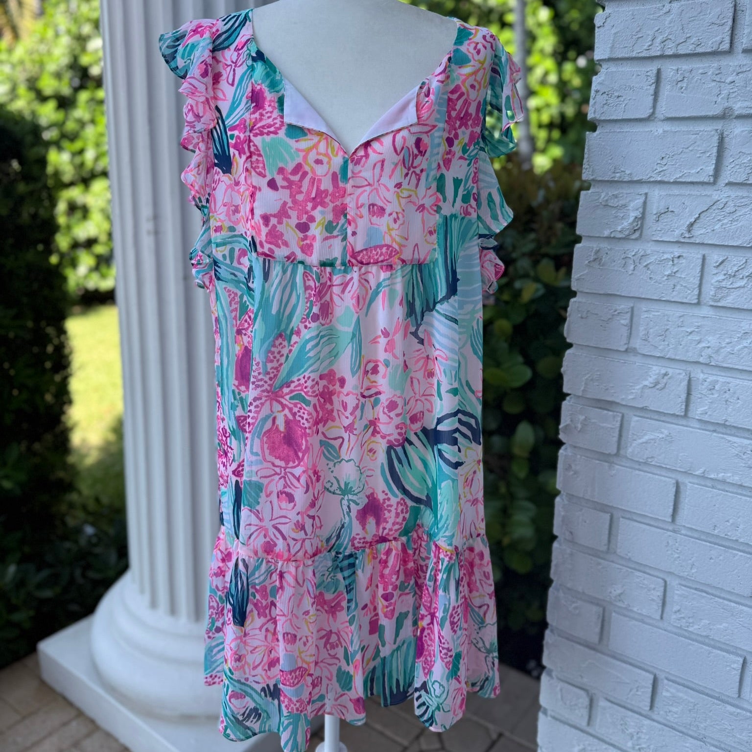 Lilly Pulitzer Floral Ruffle Shift Dress Size Large