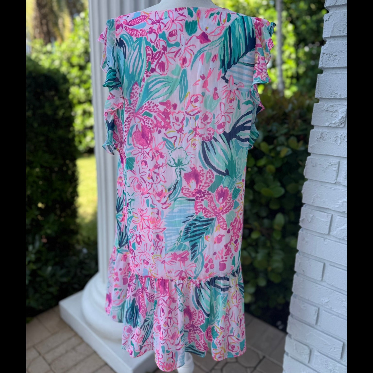 Lilly Pulitzer Floral Ruffle Shift Dress Size Large