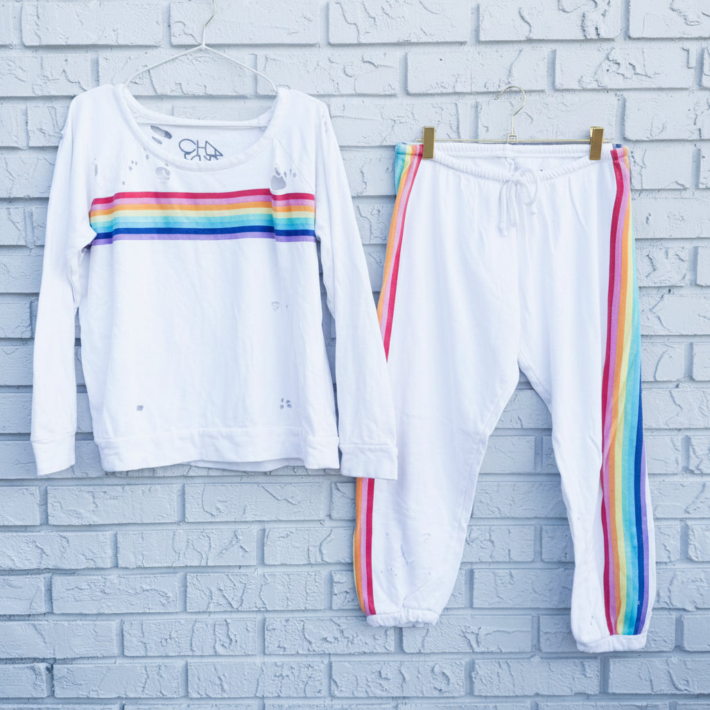 Chaser Rainbow Stripe Loungewear Set Size Medium