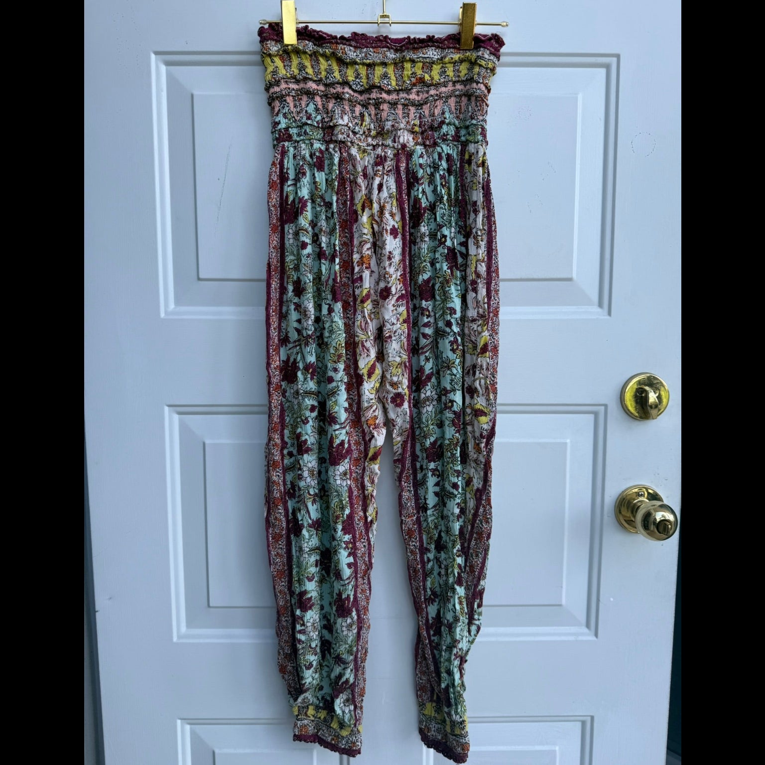 Free People (FP One) Floral Smocked Harem Pants Size Small