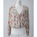 ASTR The Label Pleated Floral Wrap Top Size Medium