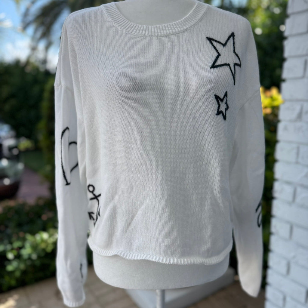 Z Supply Star Graphic Cotton Sweater Size Medium