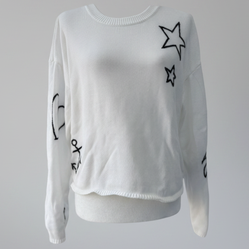 Z Supply Star Graphic Cotton Sweater Size Medium
