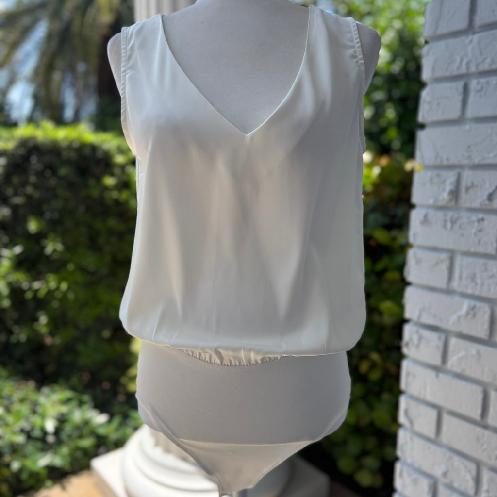 Mangopop Sleeveless V-Neck Bodysuit (2 Colors)-Size Small