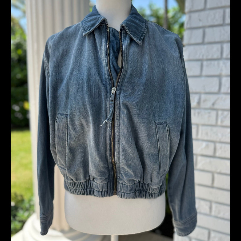Zara Cropped Denim Bomber Jacket Size XS