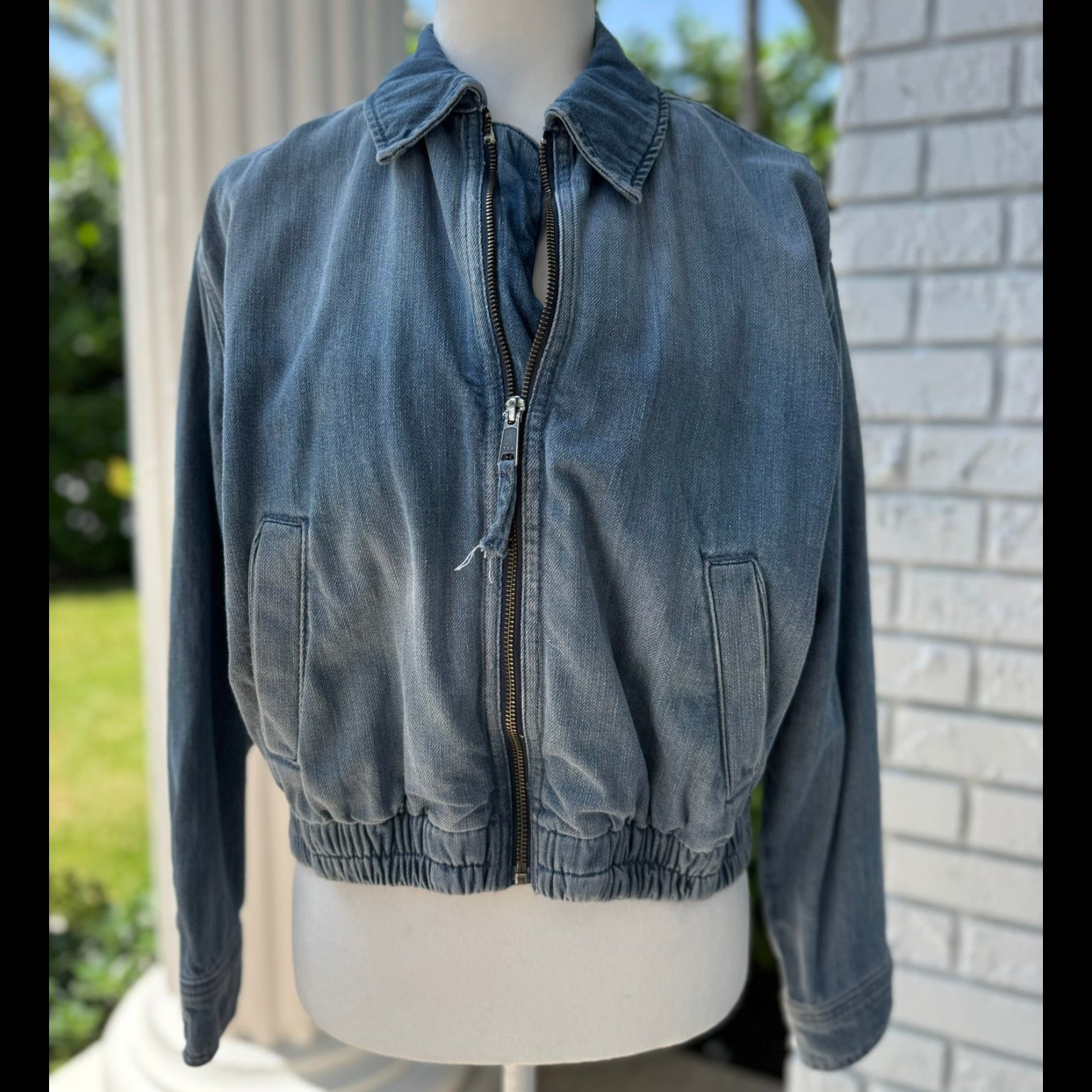 Zara Cropped Denim Bomber Jacket Size XS