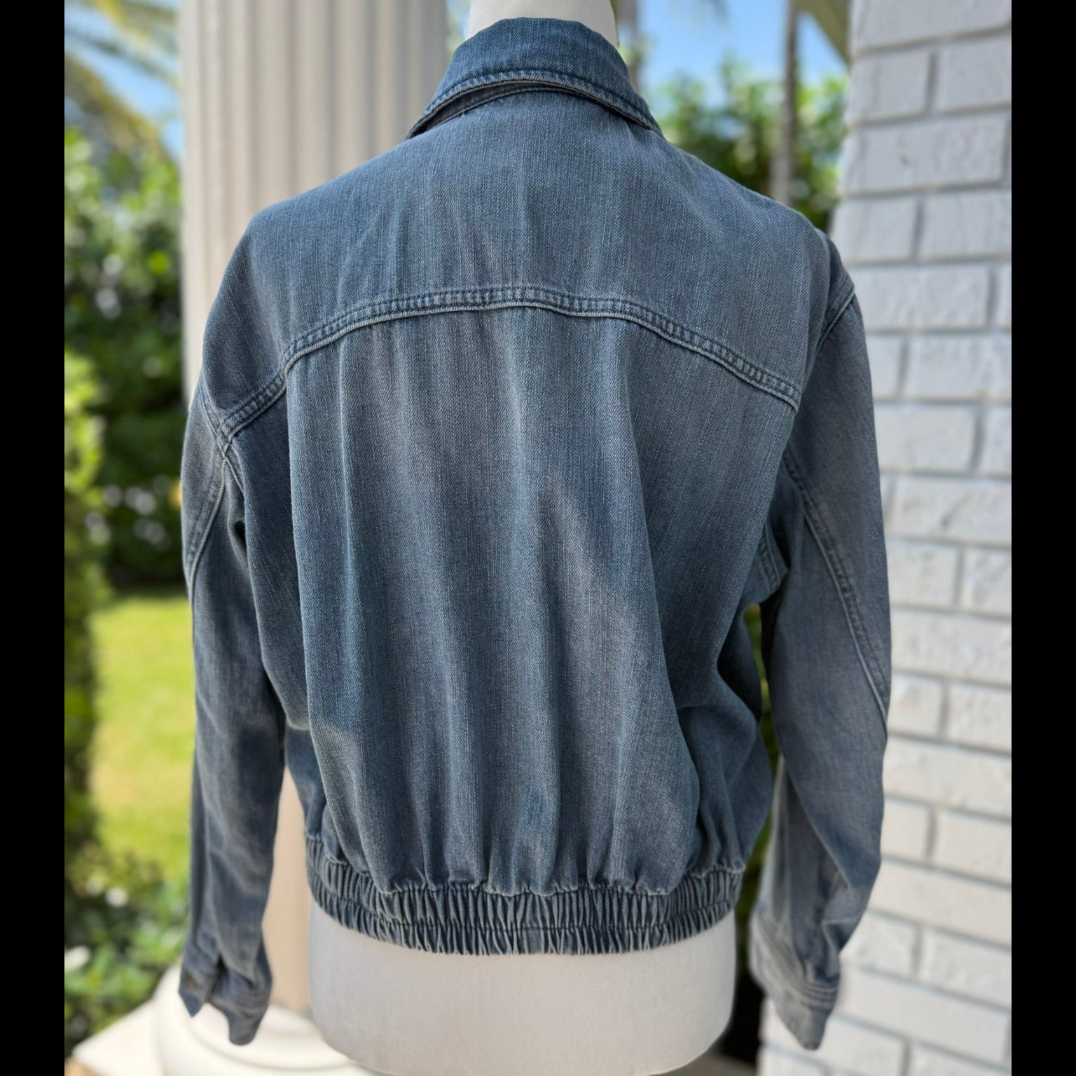 Zara Cropped Denim Bomber Jacket Size XS