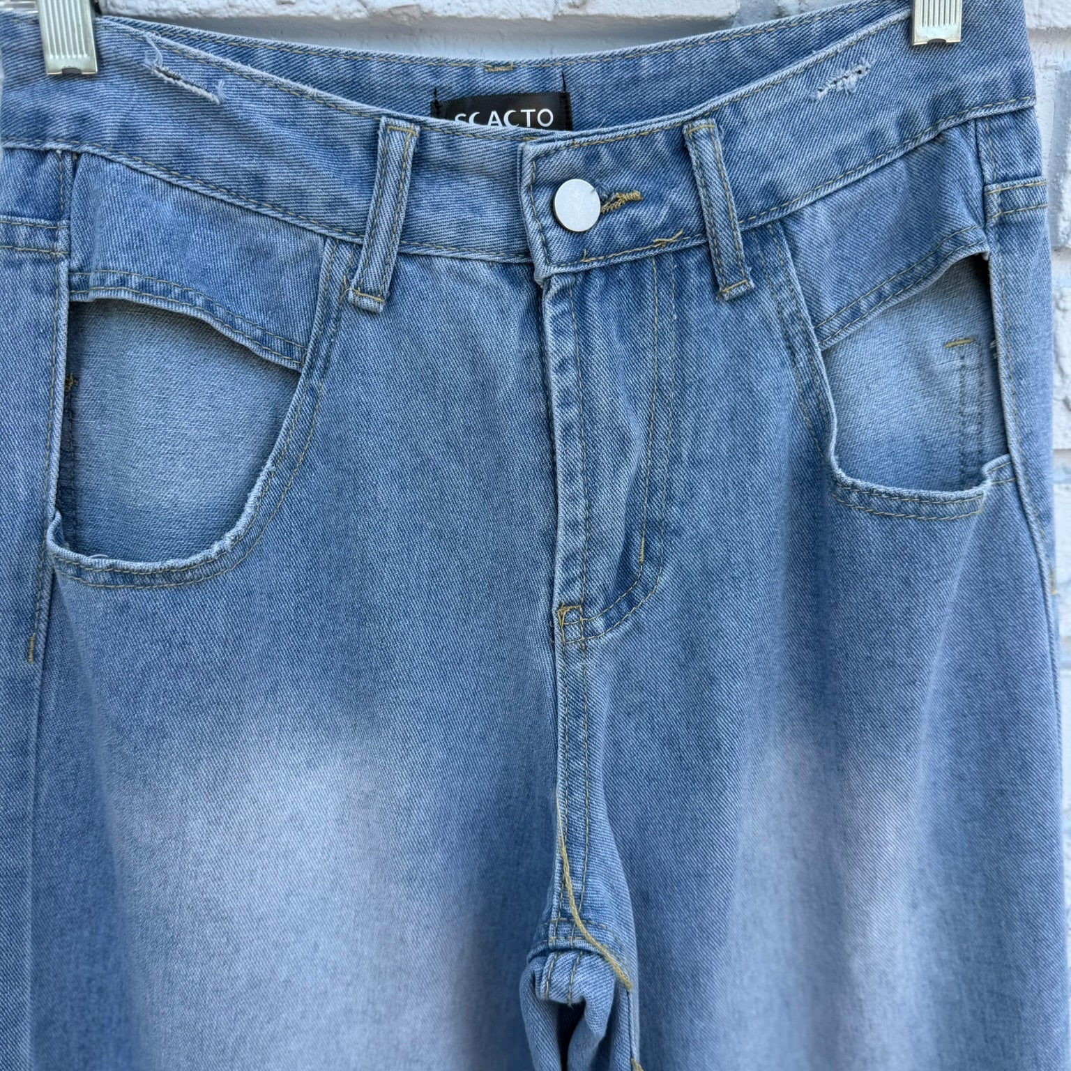 Scacto Sleeveless Denim Jacket and Cut out Pants Set Size Small