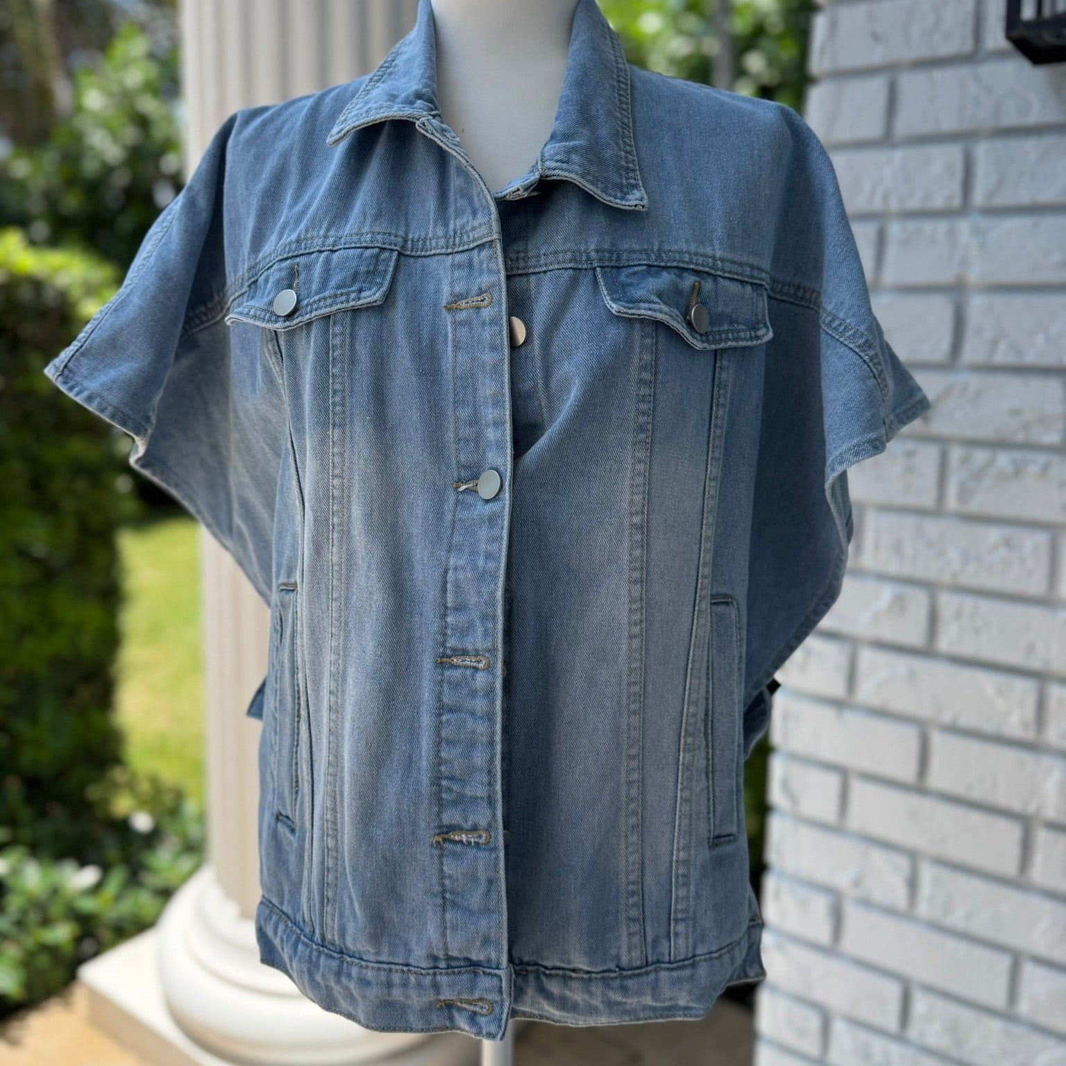 Scacto Sleeveless Denim Jacket and Cut out Pants Set Size Small