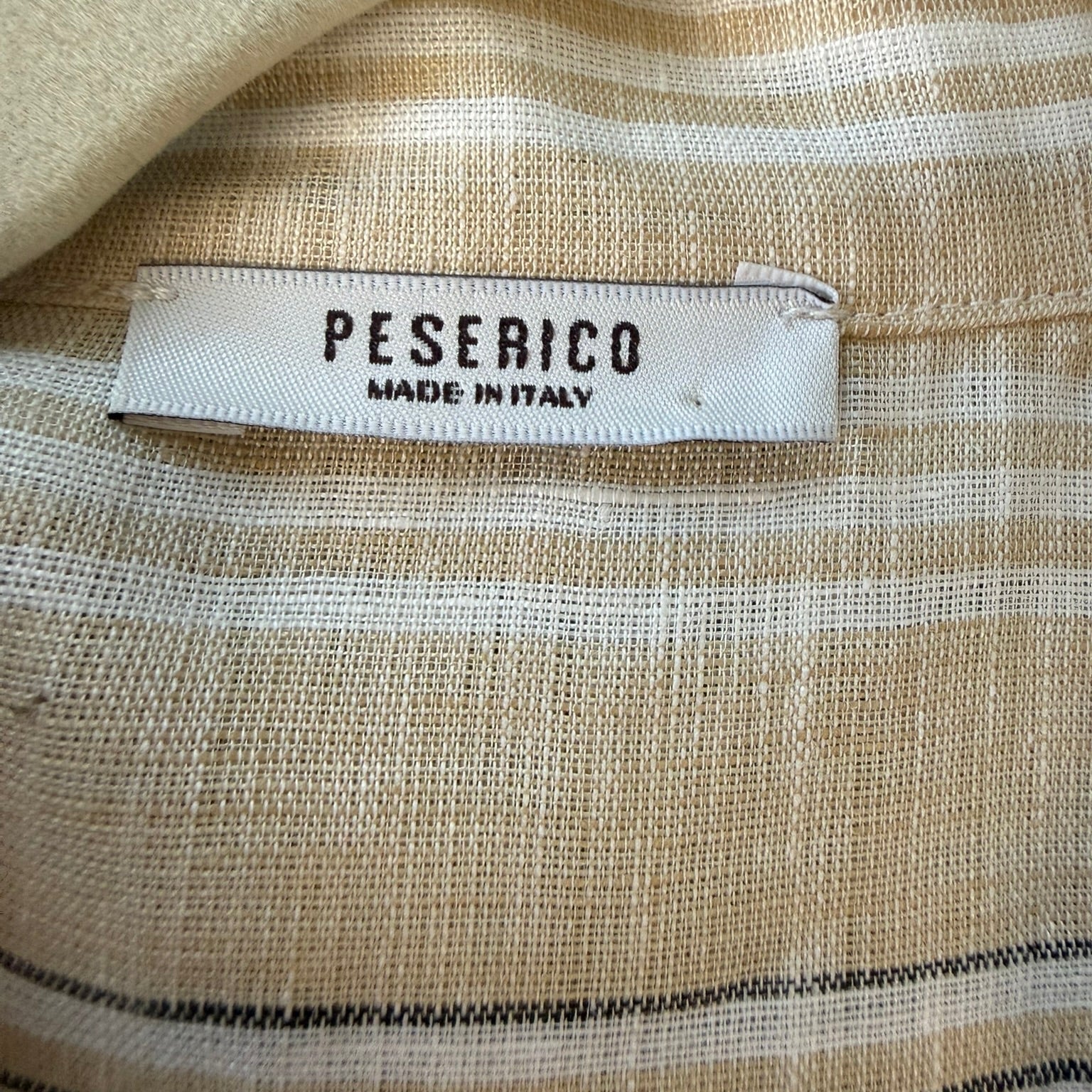 Perserico Striped Linen Elastic Waist Trousers Size 46 (US 10-12/L)