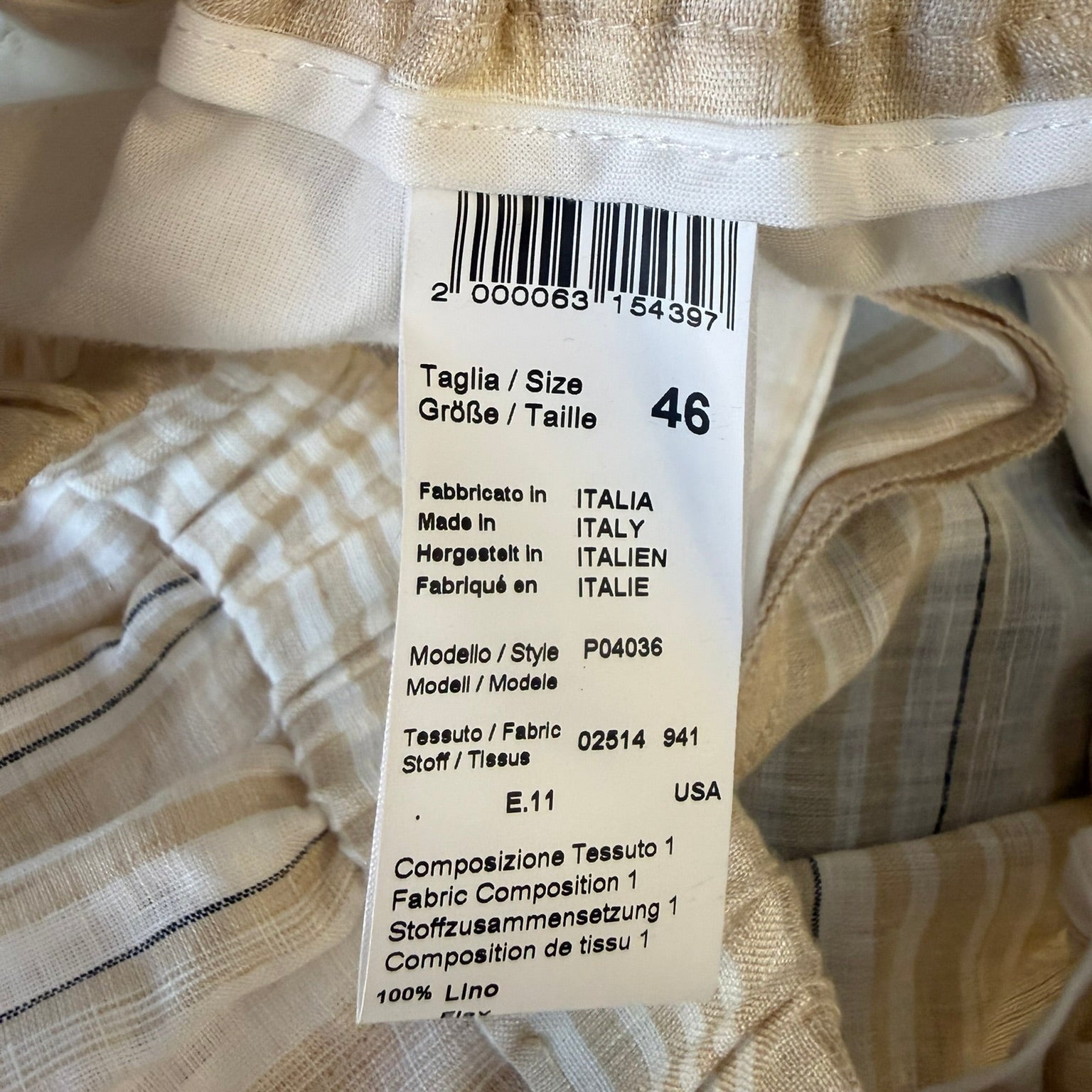 Perserico Striped Linen Elastic Waist Trousers Size 46 (US 10-12/L)