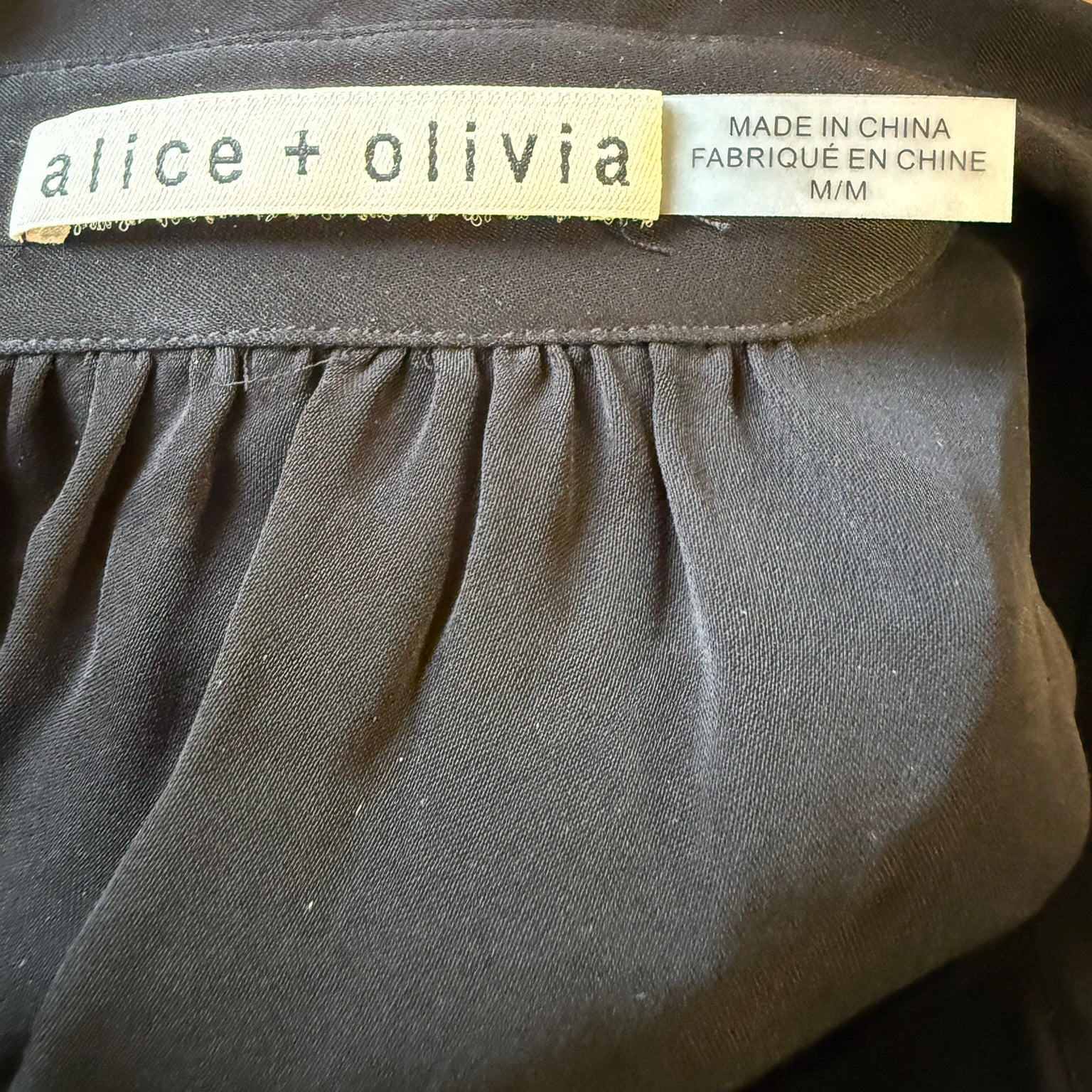 Alice & Olivia Black Viscose Blouse Size Medium