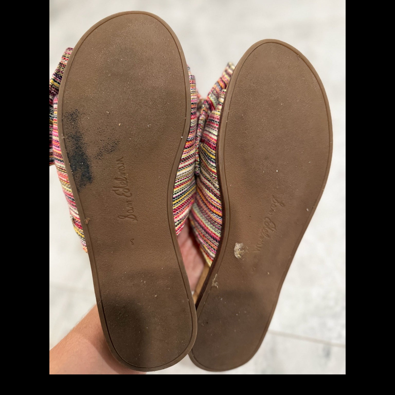 Sam Edelman Multi-Colored Striped Bow Slides Size 8