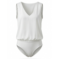 Mangopop Sleeveless V-Neck Bodysuit (2 Colors)-Size Small