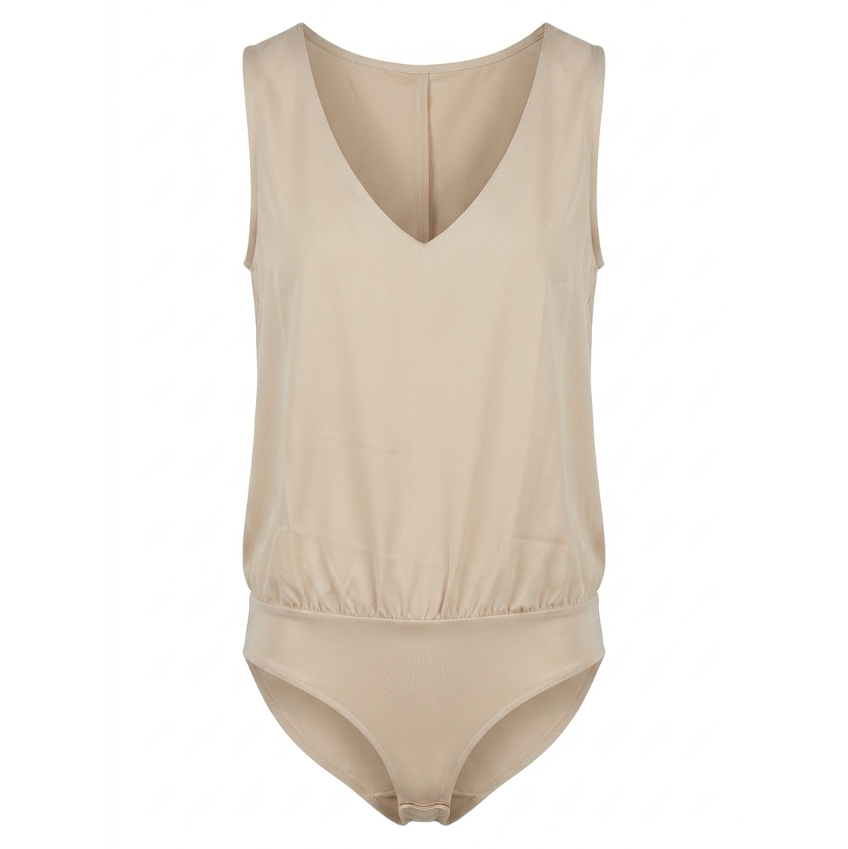 Mangopop Sleeveless V-Neck Bodysuit (2 Colors)-Size Small