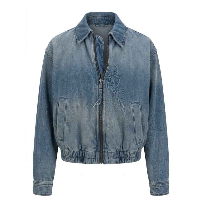 Zara Cropped Denim Bomber Jacket Size XS