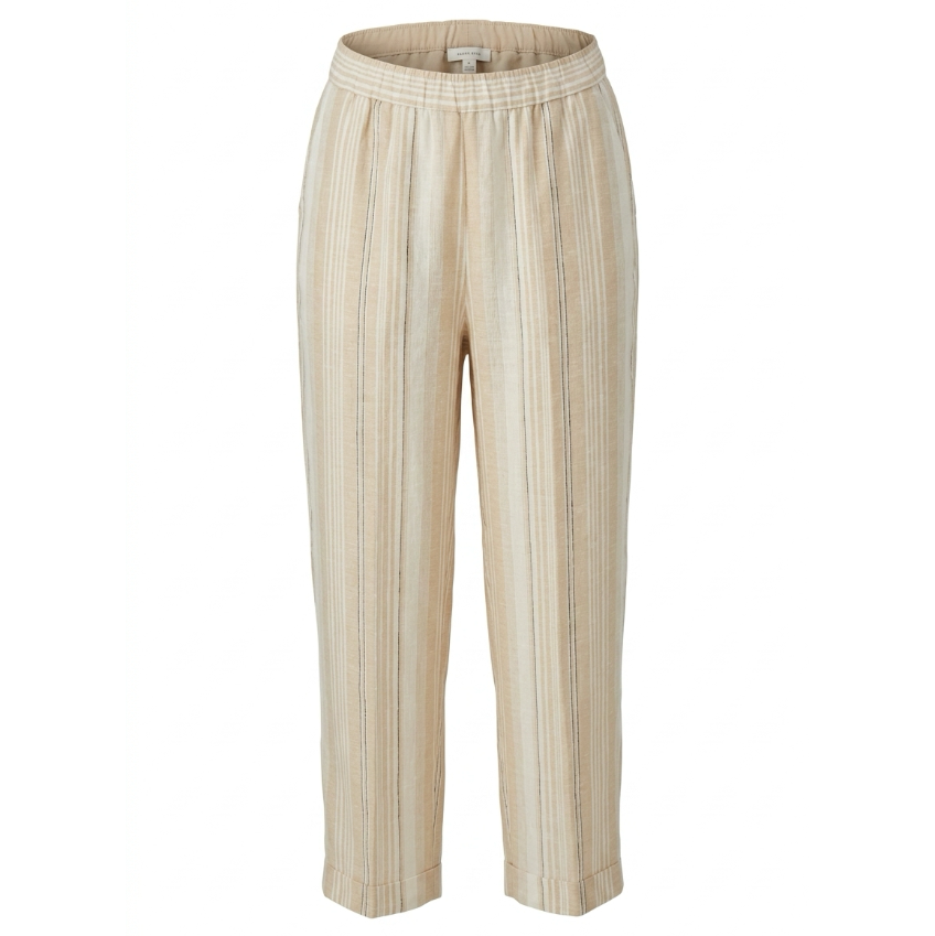 Perserico Striped Linen Elastic Waist Trousers Size 46 (US 10-12/L)