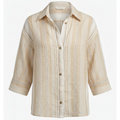 Perserico Striped Linen Button Down Shirt Size 46 (US 10-12/Large)