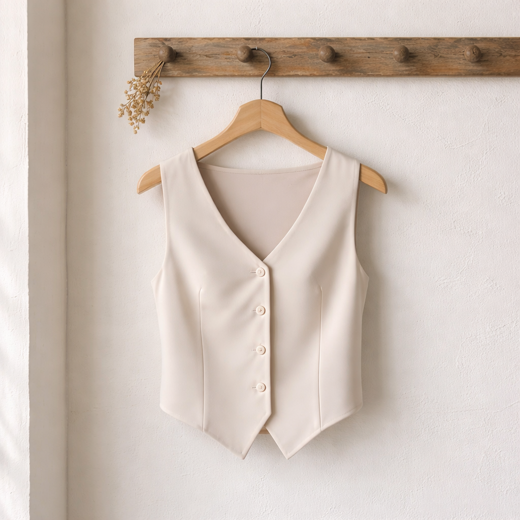 Access Fashion Cross-Back Ivory Tailored Vest Size Small