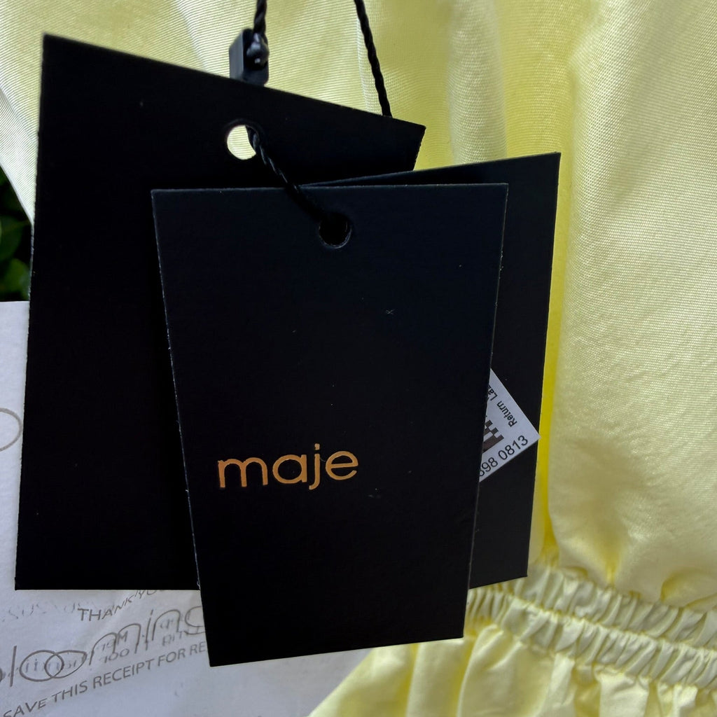 Maje Yellow Tiered Cutout Midi Dress Size 36 (XS/S 2/4)